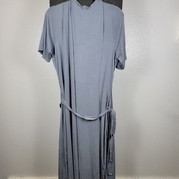 Barefoot Dreams Luxe Milk Jersey 3/4 Sleeve Wrap Dress Size 1X Waterloo Gray - Picture 4 of 7